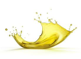 AI generated Olive or engine oil splash, cosmetic serum liquid isolated on white background. Generative AI photo