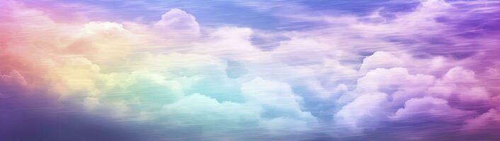 AI generated Rainbow sky with fluffy clouds. Multicolored toned sky. AI Generated. photo