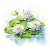 AI generated Water Lily in Pond. Watercolor design. AI Generated photo