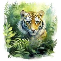 AI generated Watercolor Tiger for kids. AI Generated photo