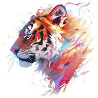 AI generated Watercolor tiger head on isolated with white background. AI Generated photo