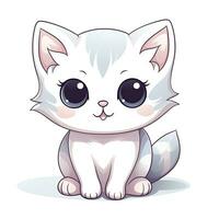 ai generado linda kawaii gato clipart icono blanco antecedentes. ai generado foto