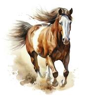 AI generated Horse running in watercolor design. AI Generated photo