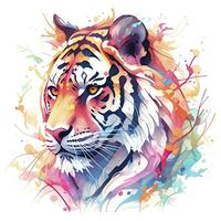 AI generated Watercolor tiger head on isolated with white background. AI Generated photo