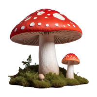 AI generated mushroom that is red and untamed isolated on transparent background png