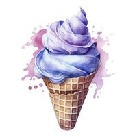 AI generated Watercolor ice cream in a waffle cone. AI Generated photo