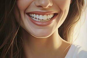 AI generated Close up of a smile with nice white teeth. AI Generated photo