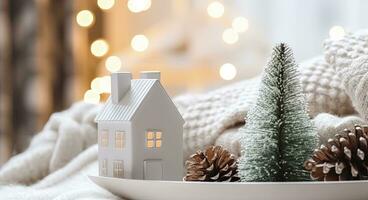 AI generated A cozy concept of festive home decoration for Christmas. AI Generated photo