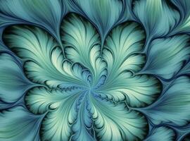 AI generated Aqua and Green psychedelic fractal.  AI Generated photo