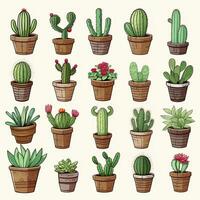 ai generado el cactus conjunto en blanco antecedentes. clipart ilustraciones. ai generado foto