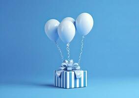 AI generated Balloons with gift box. AI Generated photo