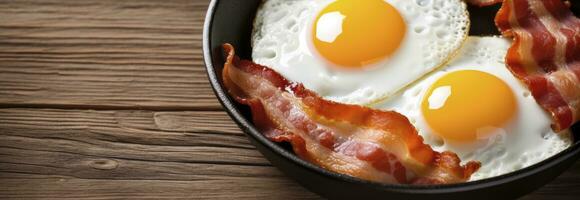 AI generated Fried eggs and bacon. AI Generated photo