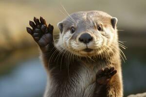 ai generado nutria en el agua. ai generado foto