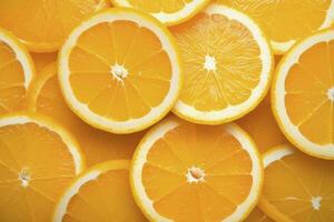 AI generated Orange fruit slices citrus arrangement full frame background. AI Generated photo