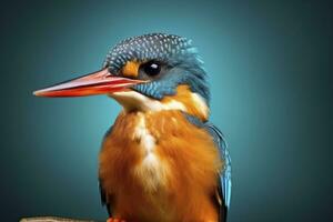 AI generated Kingfisher sitting on the tree branch. AI Generated photo