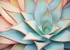 AI generated Agave leaves in trendy pastel colors for design backgrounds. AI Generated photo