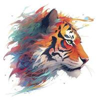 AI generated Watercolor tiger head on isolated with white background. AI Generated photo