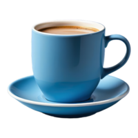 AI generated Blue cup of coffee isolated on transparent background png