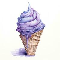 AI generated Watercolor ice cream in a waffle cone. AI Generated photo