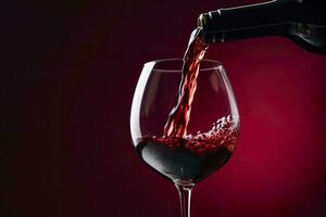 ai generado torrencial rojo vino dentro un vino vaso. ai generativo foto