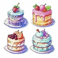 AI generated Set of Cake piece illustration on white background. AI Generated photo