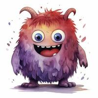 AI generated Watercolor cute monster on white background. AI Generated photo