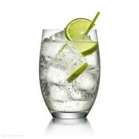 AI generated Gin tonic glass of water with ice isolated on white background. AI Generated photo