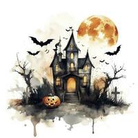 AI generated Watercolor Halloween illustration on white background. AI Generated photo