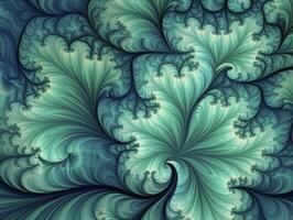 AI generated Aqua and Green psychedelic fractal.  AI Generated photo