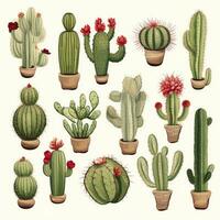 ai generado el cactus conjunto en blanco antecedentes. clipart ilustraciones. ai generado foto