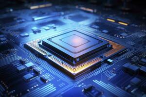 AI generated Futuristic central processor unit. Powerful Quantum CPU motherboard. AI Generated photo