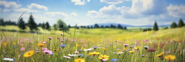 AI generated Idyllic Meadow on summer. AI Generated photo