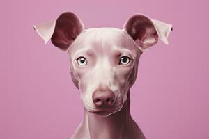 AI generated Pink colored dog on Pink Background. AI Generated photo