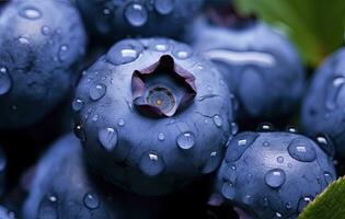 AI generated Wet Blueberry fruit. AI Generated photo