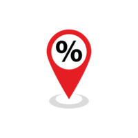 red pinpoint icon with sign of percent png