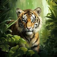 AI generated Watercolor Tiger for kids. AI Generated photo