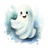 AI generated The watercolor cute ghost on white background. AI Generated photo
