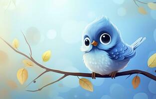 AI generated Cute little bird with a  nature background.  AI Generated. photo