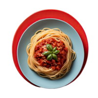 AI generated delicious spaghetti with Spicy tomato sauce isolated on transparent background png