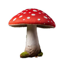 AI generated mushroom that is red and untamed isolated on transparent background png