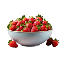 AI generated Bowl filled with strawberries isolated on transparent background png