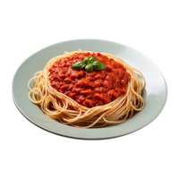 ai gegenereerd heerlijk spaghetti met pittig tomaat saus geïsoleerd Aan transparant achtergrond png