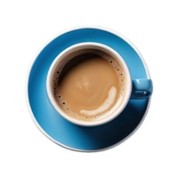 AI generated Blue cup of coffee isolated on transparent background png