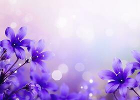 AI generated Abstract spring background with purple flowers. AI Generated photo