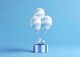 AI generated Balloons with gift box. AI Generated photo