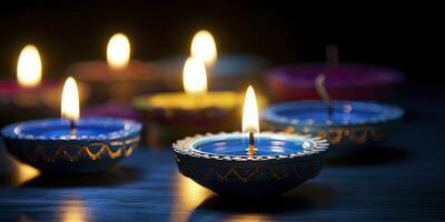 AI generated Happy Diwali. Diya oil lamps were lit during the celebration. AI Generated photo