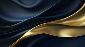 AI generated Gold and navy blue waves abstract. AI Generated. photo