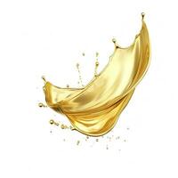 AI generated Golden Oil or Cosmetic essence splash isolated on white background, 3d illustration. AI Generated photo