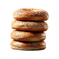 AI generated A single pile of newly baked bagels isolated on transparent background png