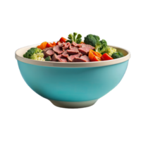 AI generated bowl with vegetable and beef isolated on transparent background png